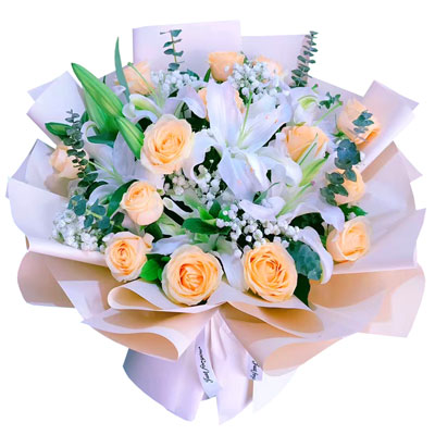 铁岭16朵香槟玫瑰2支百合，爱的温暖和幸福