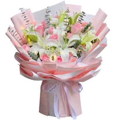 铁岭16朵粉玫瑰百合，感情稳定坚固