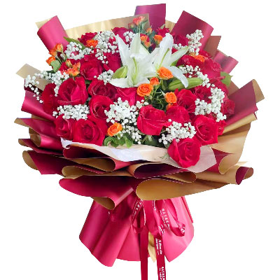 铁岭33朵红玫瑰百合，爱如同花般绽放
