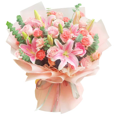 铁岭11朵粉色康乃馨玫瑰百合，充满爱和温馨